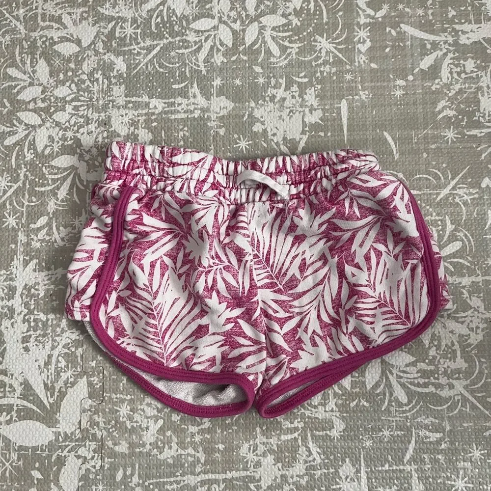 GAP White Shorts with Pink Leaf Print and Pink Trim